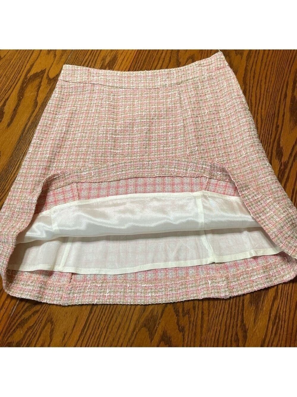 H&M Skirt Tweed Knit Pink White Green Size 8 Y2K - Picture 5 of 11